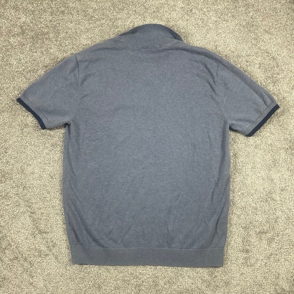 Aether Polo Shirt Mens Small Knit Cotton Cashmere Blend Short Sleeve Blue - Picture 5 of 9